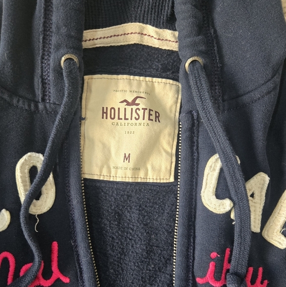 Hollister Navy Blue and Hot Pink Hoodie  Size Medium - Picture 2 of 5